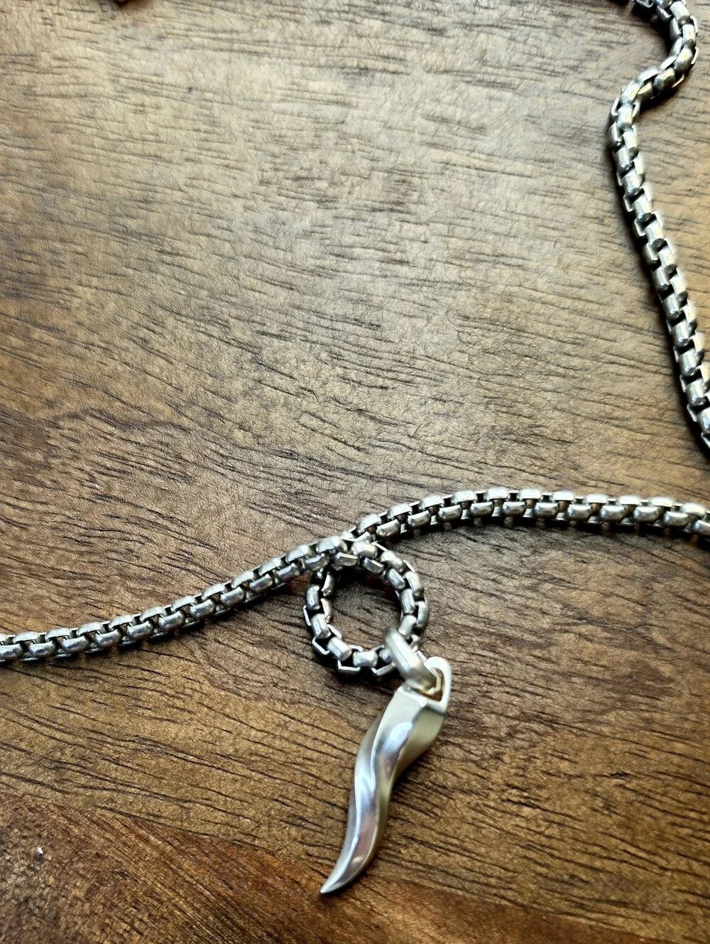 David Yurman Men’s Sterling Silver Box Chain Necklace with Yurman Amulet NIB
